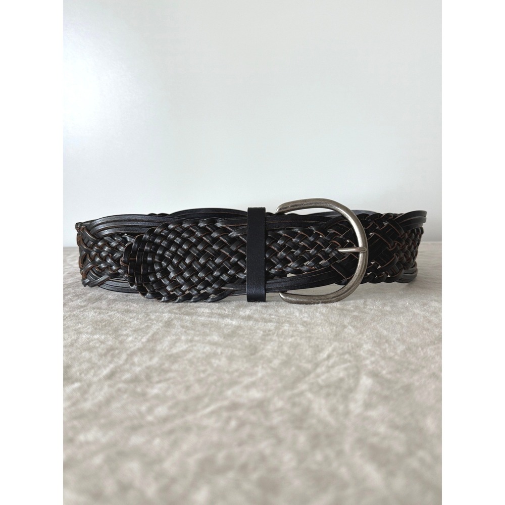 Braided Leather Belt XS Black Boho Western‎ Wide Woven Accessory